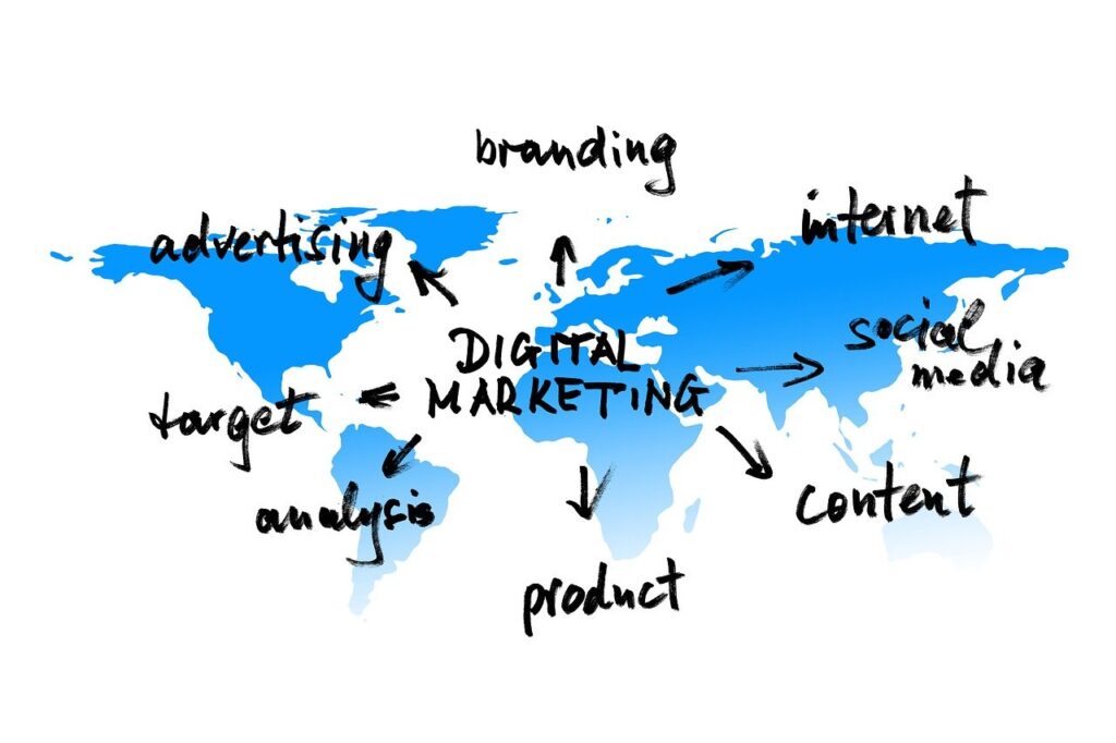 Digital marketing strategy laid out on a desk